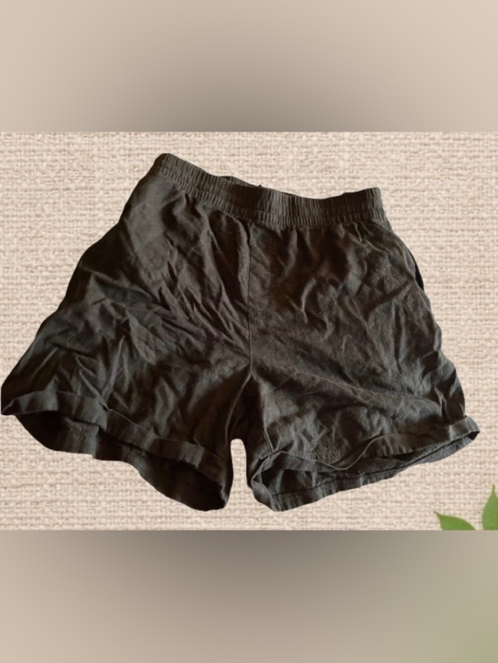 Frank And Oak Linen‑Blend High‑Waisted Shorts – Black | Size XL